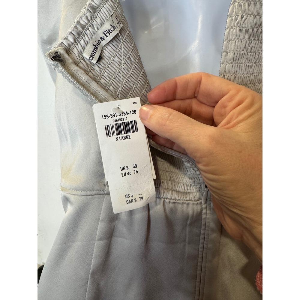 Abercrombie Fitch Satin Ruched Cami Slip Dress XLarge Silver NWT - Picture 5 of 7